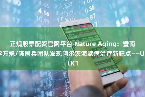 正规股票配资官网平台 Nature Aging：暨南大学方飛/陈国兵团队发现阿尔茨海默病治疗新靶点——ULK1